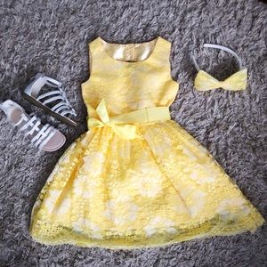 Girls Yellow Lace Dress